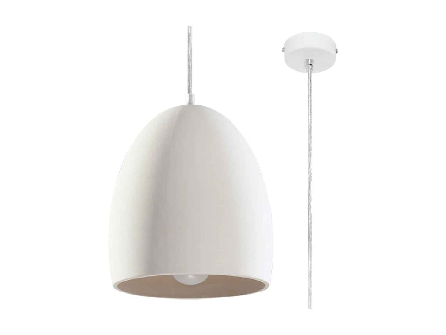 Lampes suspendues Darow moderne en céramique - 1 sources lumineuses 4000K - L.30 x H.122 cm - blanc