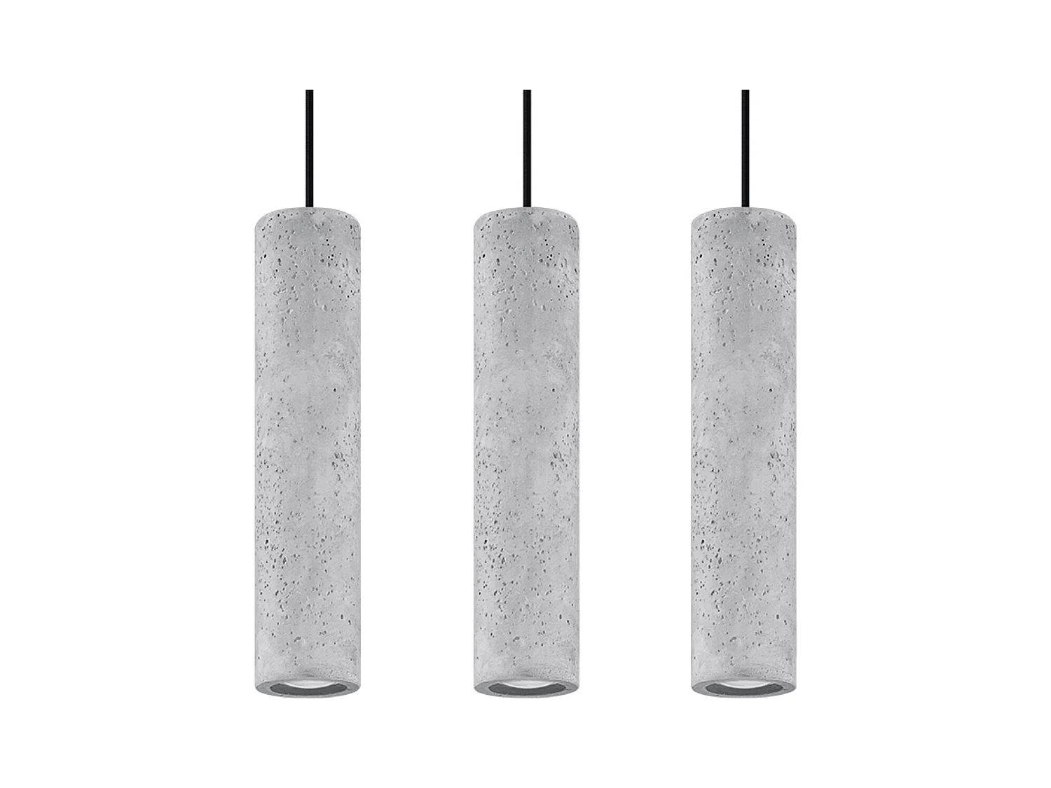 Lampy wiszące industrialny Solvix, beton - 3 źródło światła 3000K - L.45 x H.90 cm - szary