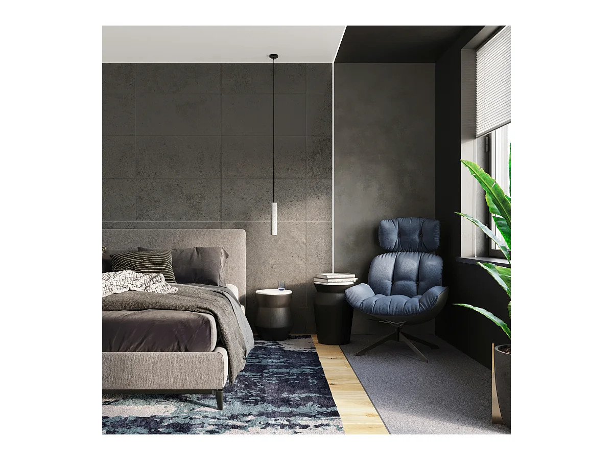 Lampy wiszące industrialny Solvix, beton - 3 źródło światła 3000K - L.45 x H.90 cm - szary