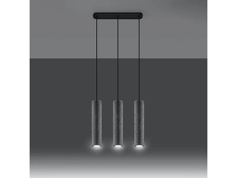 Hanglampen Solvix industrieel van  - 3 lichtbronnen 3000K - L.45 x H.90 cm - grijs