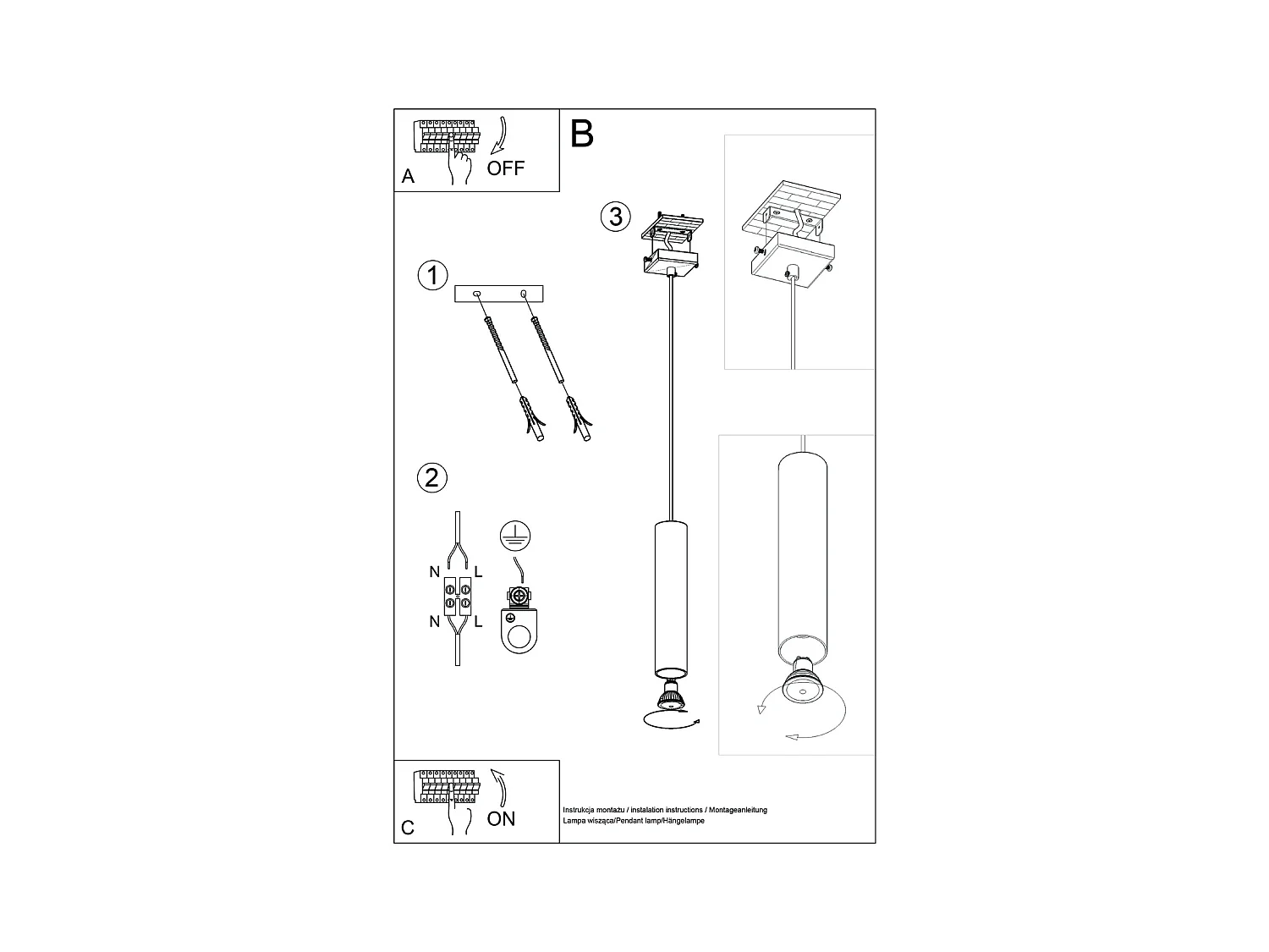 Lampa wisząca loft Toris, stal - 1 źródło światła 3000K - L.8 x H.118 cm - beżowy