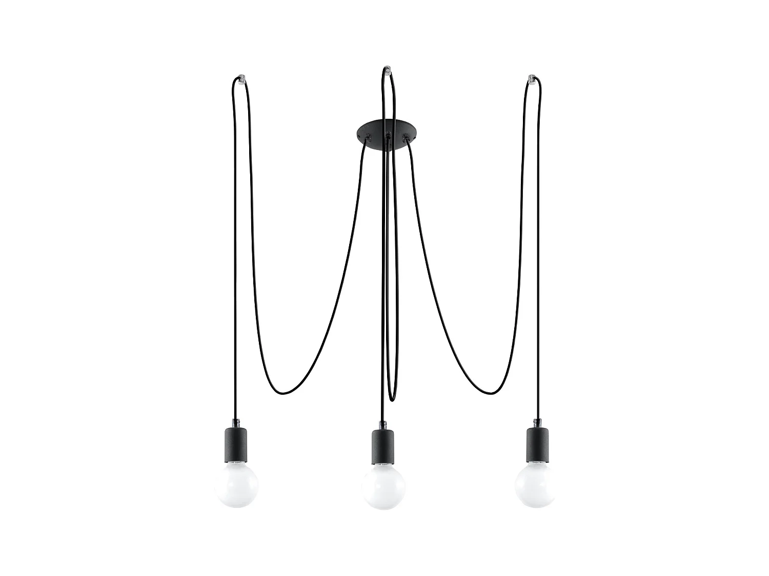 Lustres Speis grenier en tissu/acier - 3 sources lumineuses 4000K - L.300 x H.150 cm - noir