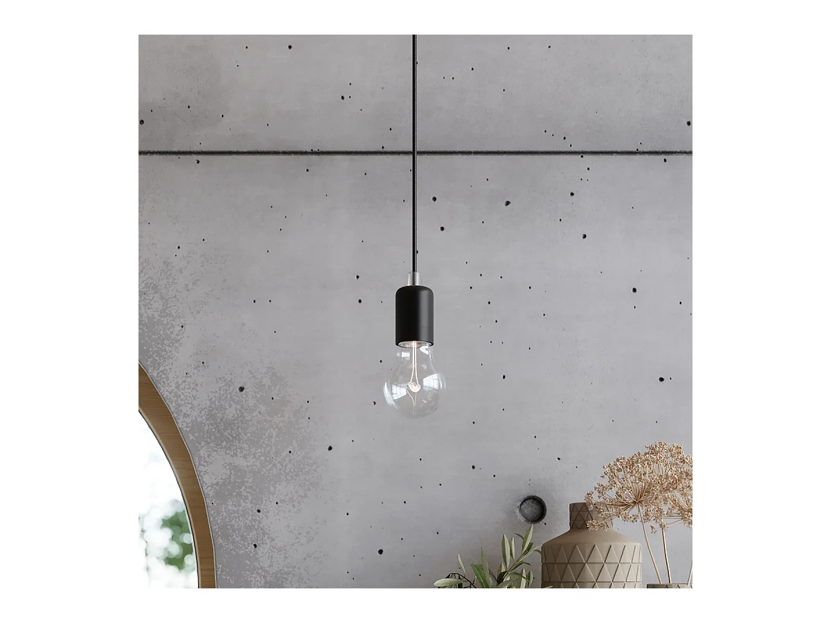 Lustres Speis grenier en tissu/acier - 3 sources lumineuses 4000K - L.300 x H.150 cm - noir