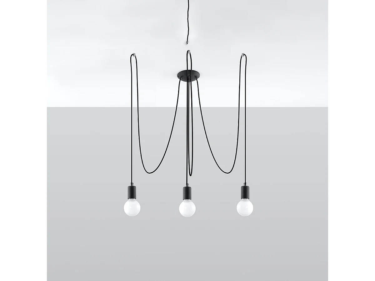 Lustres Speis grenier en tissu/acier - 3 sources lumineuses 4000K - L.300 x H.150 cm - noir