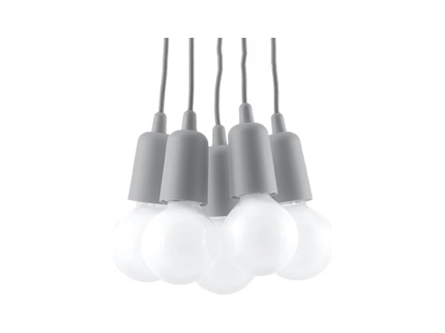 Lampes suspendues Astis moderne en PVC - 5 sources lumineuses 4000K - L.25 x H.90 cm - gris
