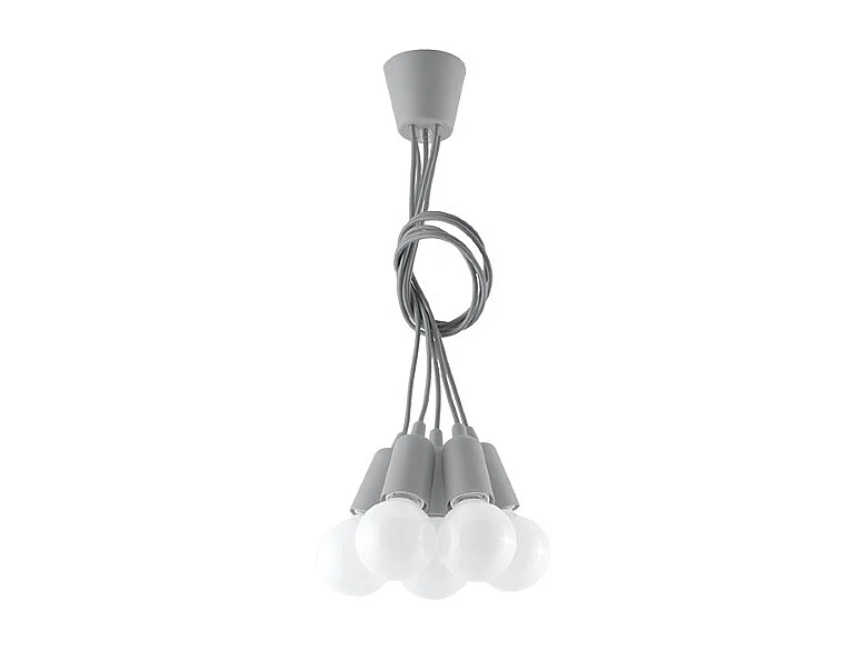 Lampes suspendues Astis moderne en PVC - 5 sources lumineuses 4000K - L.25 x H.90 cm - gris