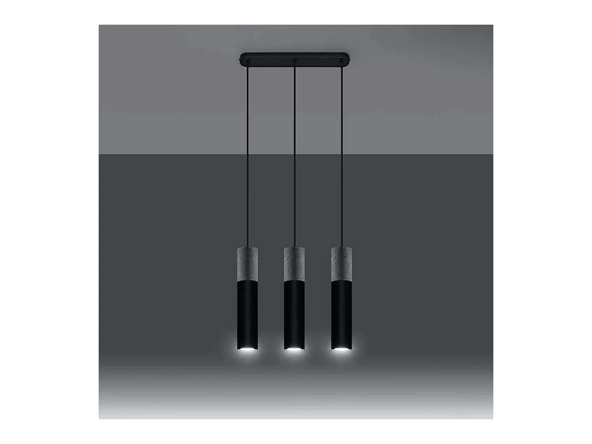 Hanglampen Lume modern van  - 3 lichtbronnen 4000K - L.45 x H.90 cm - zwart grijs