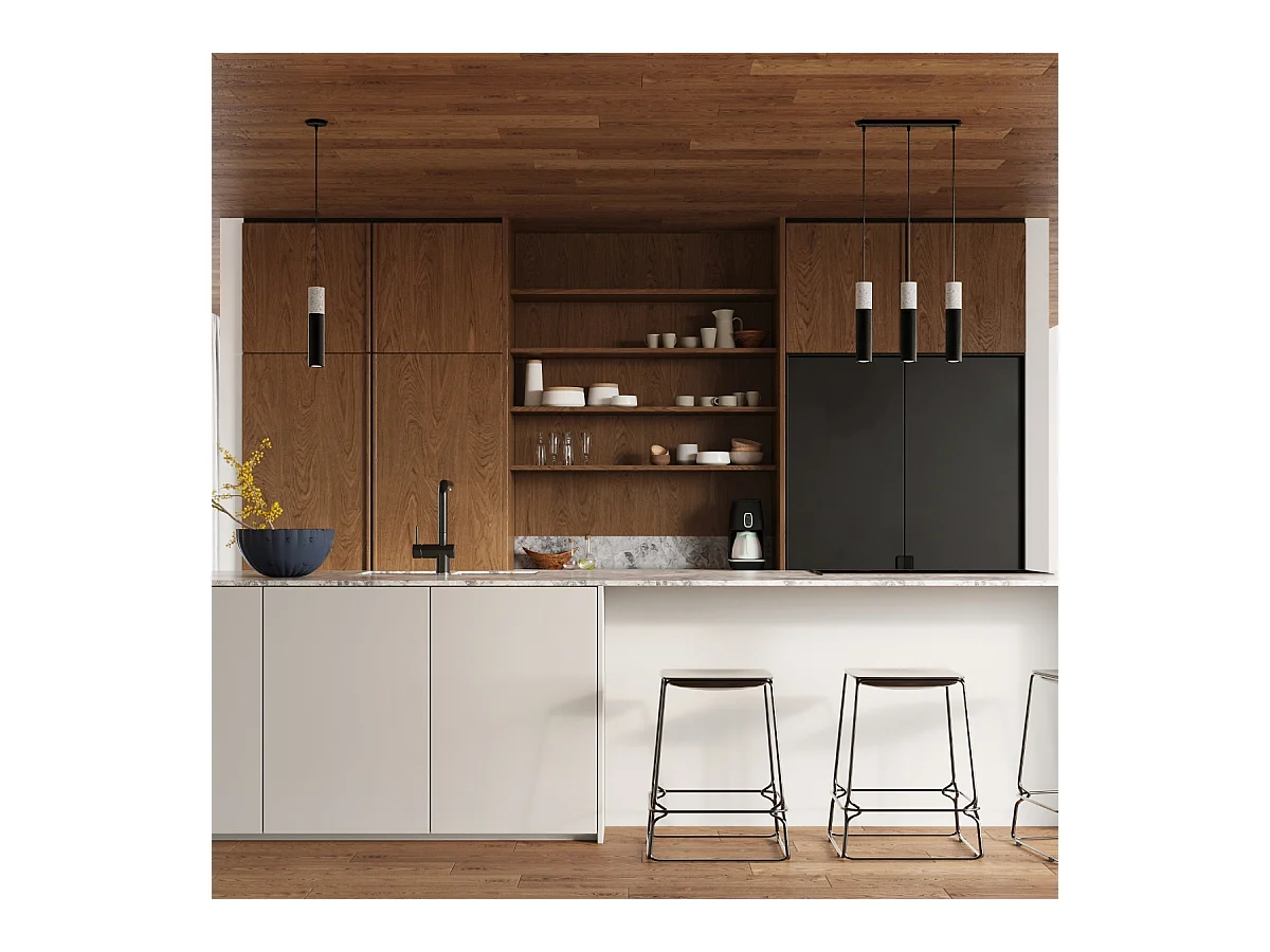 Hanglampen Lume modern van  - 3 lichtbronnen 4000K - L.45 x H.90 cm - zwart grijs