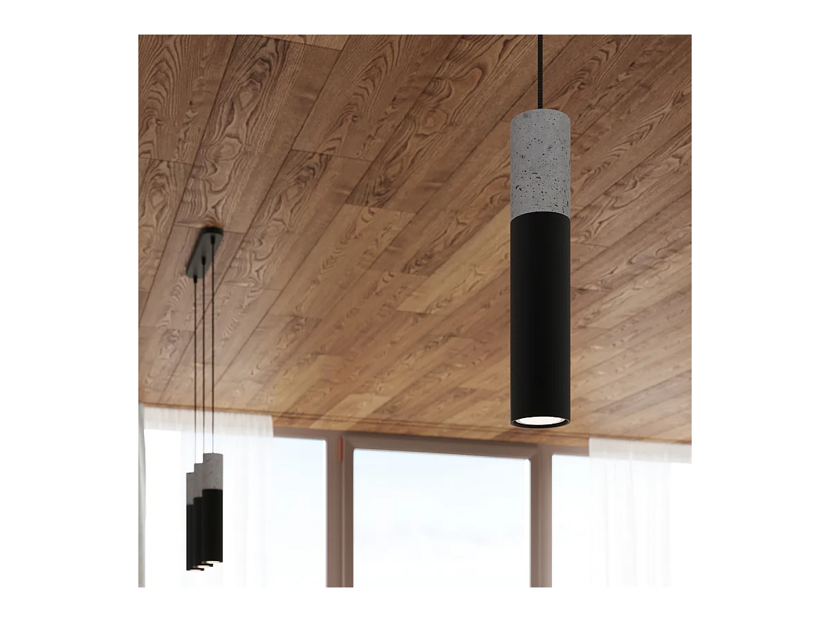 Hanglampen Lume modern van  - 3 lichtbronnen 4000K - L.45 x H.90 cm - zwart grijs