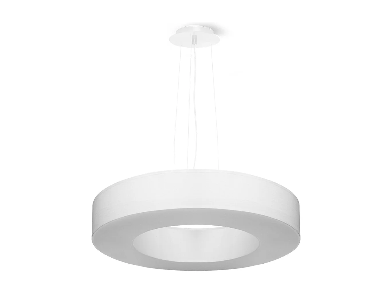 Lustres Astrona slim minimaliste en tissu/PVC/acier - 5 sources lumineuses 4000K - L.50 x H.102 cm - blanc