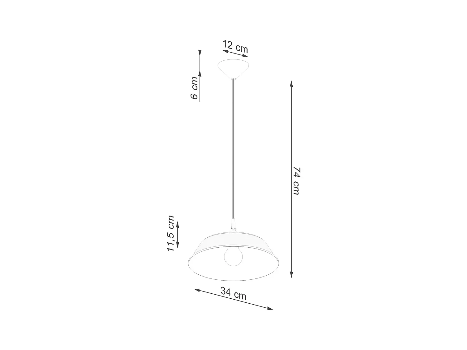 Lampy wiszące skandynawski Quarix, stal - 1 źródło światła 3000K - L.34 x H.74 cm - biały