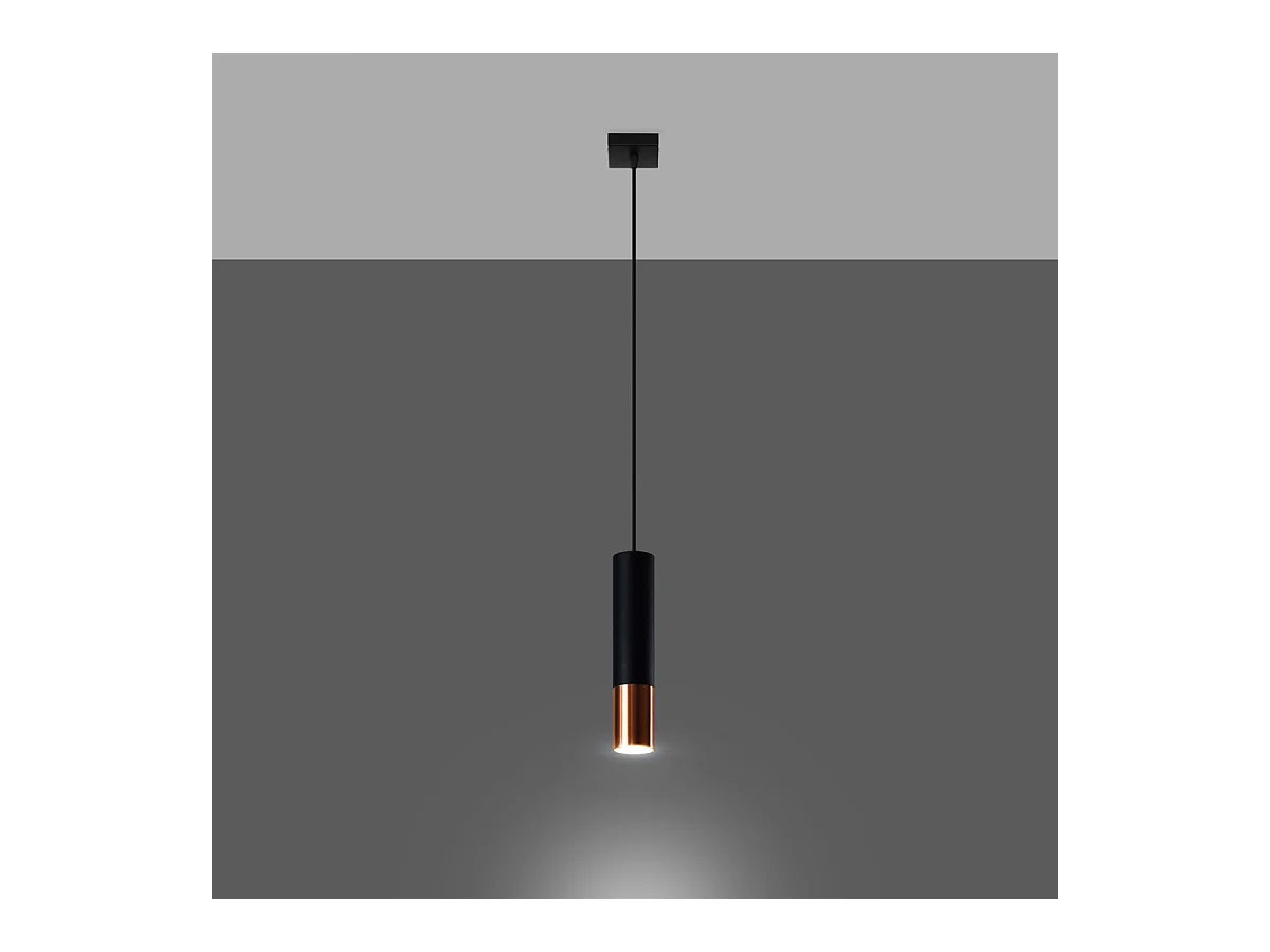 Hanglampen Zarpex modern van  - 1 lichtbronnen 4000K - L.8 x H.100 cm - zwart/koper
