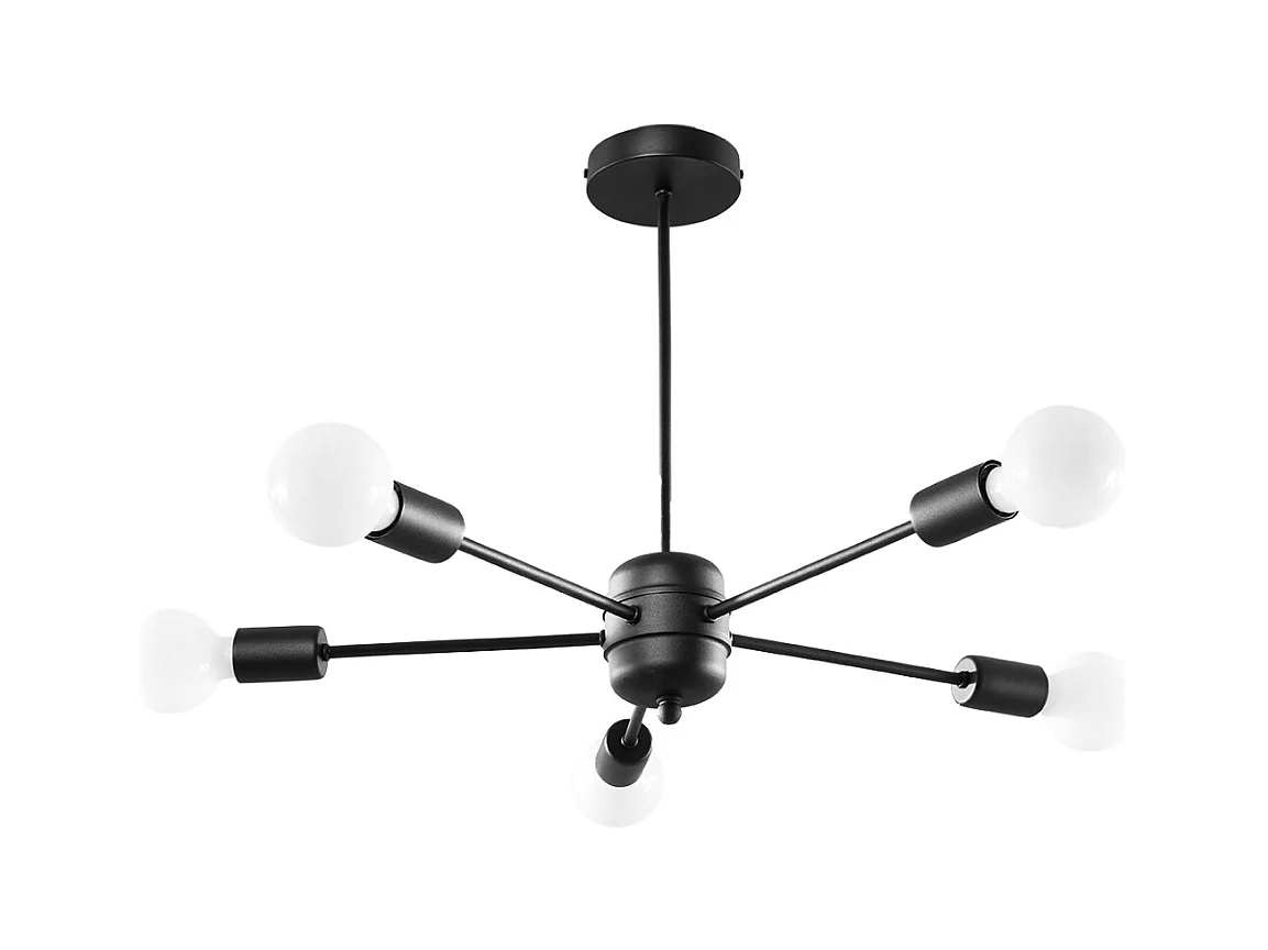 Lustres Lingoro moderne en acier - 5 sources lumineuses 4000K - L.66 x H.46 cm - noir