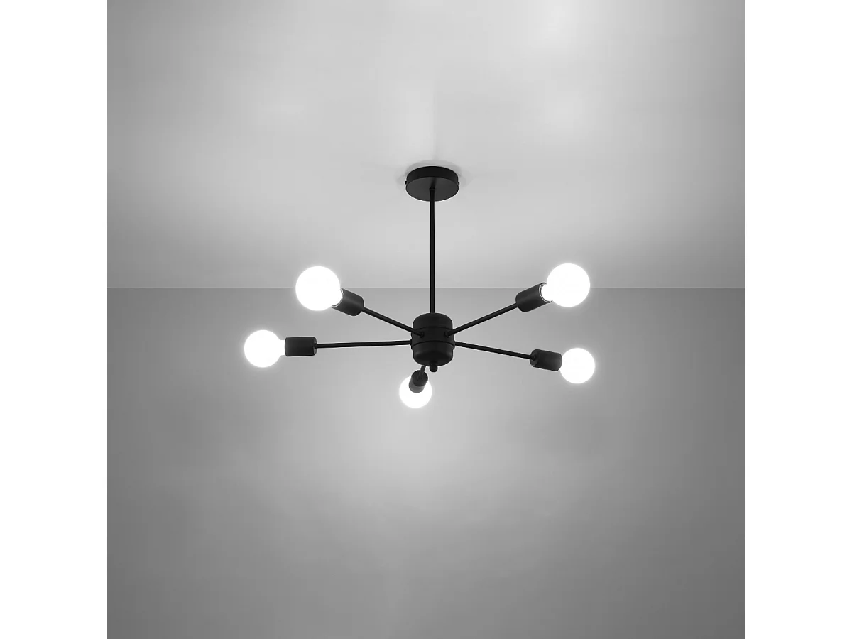 Lustres Lingoro moderne en acier - 5 sources lumineuses 4000K - L.66 x H.46 cm - noir