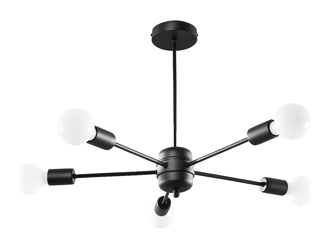 Lustres Lingoro moderne en acier - 5 sources lumineuses 4000K - L.66 x H.46 cm - noir