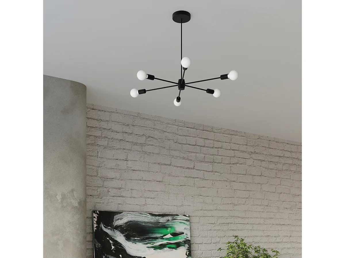 Lustres Lingoro moderne en acier - 5 sources lumineuses 4000K - L.66 x H.46 cm - noir