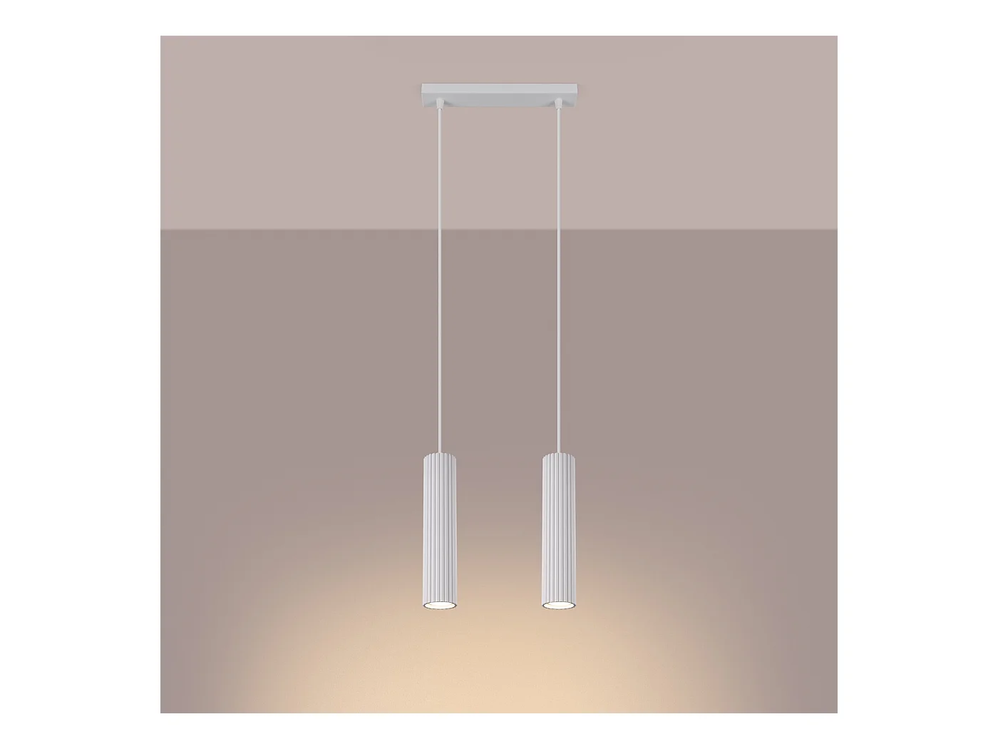 Hanglamp Gloow minimalistisch van  - 2 lichtbronnen 3000K - L.30 x H.90 cm - wit