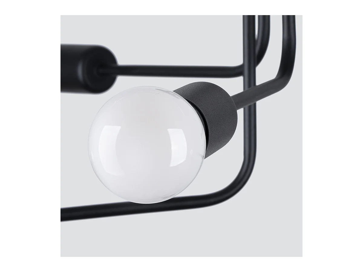 Lustres Torah moderno, aço - 6 fontes de luz 4000K - L.68 x H.33 cm - preto