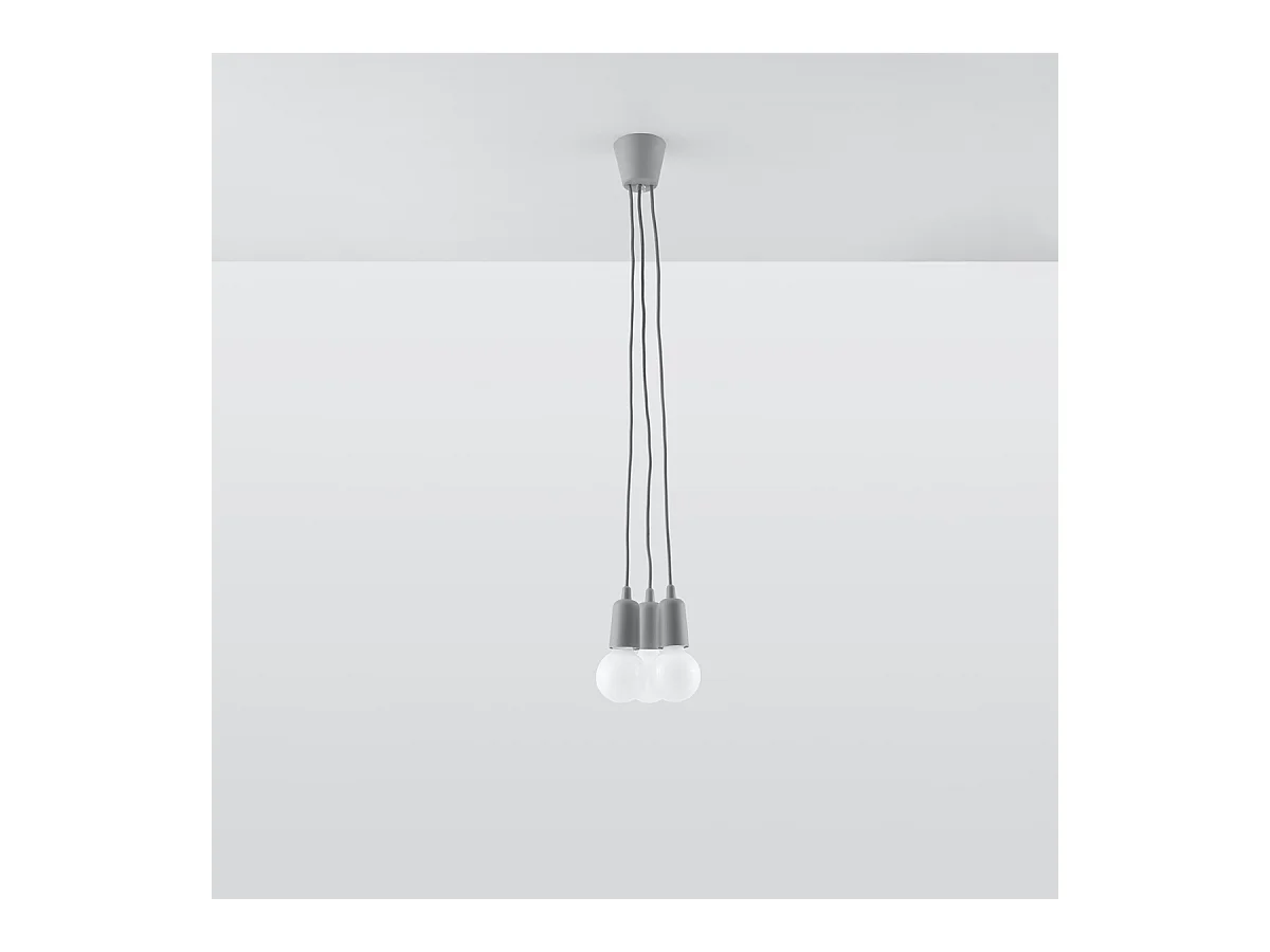 Lampes suspendues Astis moderne en PVC - 3 sources lumineuses 3000K - L.15 x H.90 cm - gris