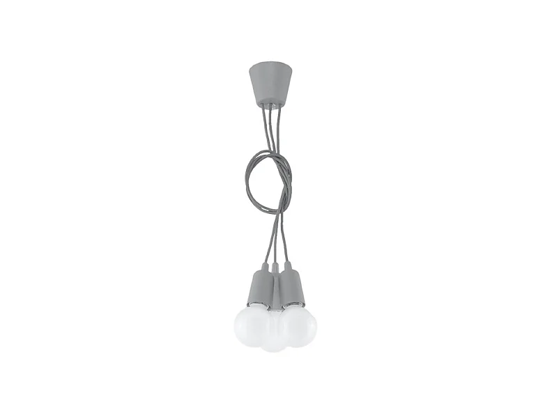 Lampes suspendues Astis moderne en PVC - 3 sources lumineuses 3000K - L.15 x H.90 cm - gris