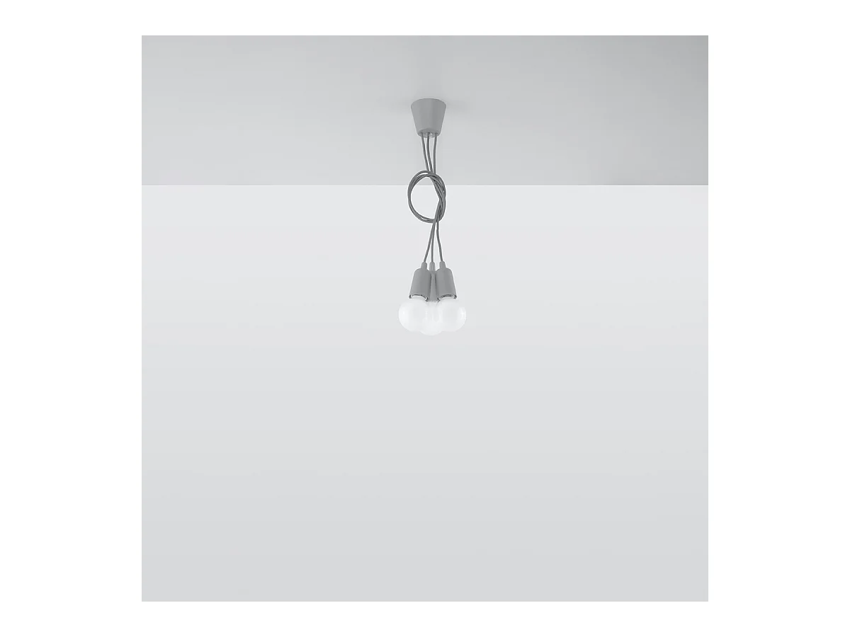 Lampes suspendues Astis moderne en PVC - 3 sources lumineuses 3000K - L.15 x H.90 cm - gris