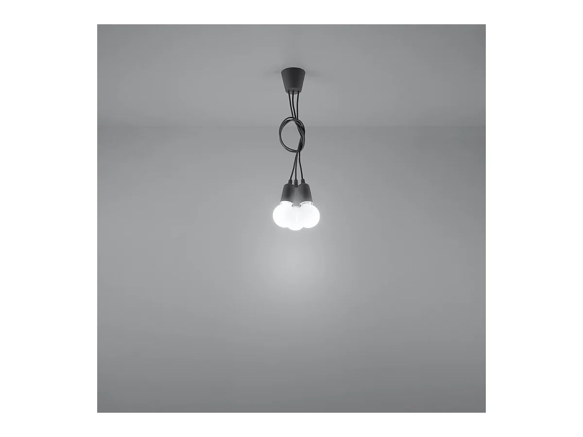Lampes suspendues Astis moderne en PVC - 3 sources lumineuses 3000K - L.15 x H.90 cm - gris