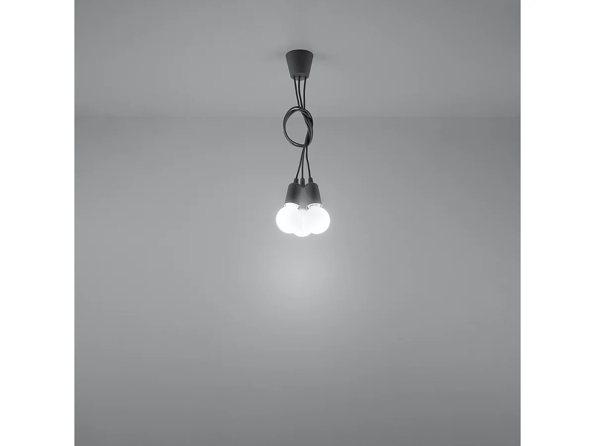 Lampes suspendues Astis moderne en PVC - 3 sources lumineuses 3000K - L.15 x H.90 cm - gris