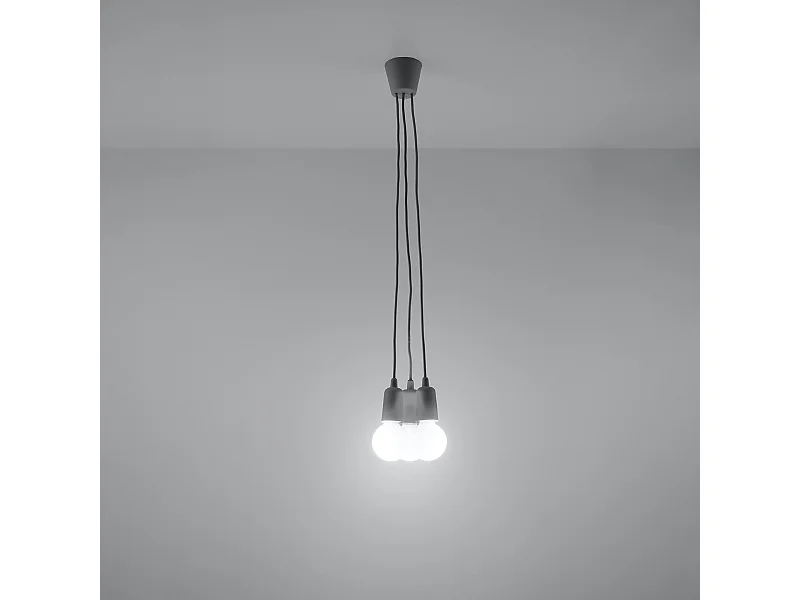 Lampes suspendues Astis moderne en PVC - 3 sources lumineuses 3000K - L.15 x H.90 cm - gris