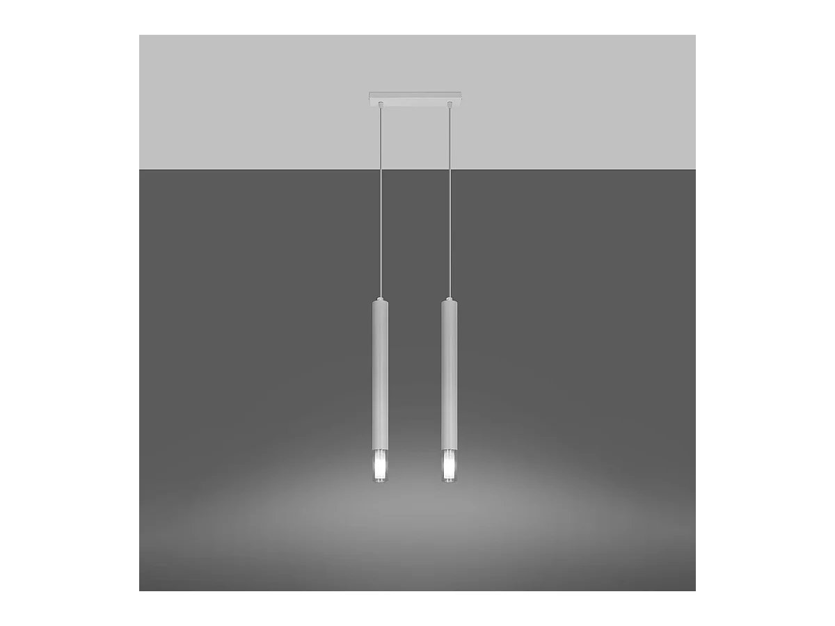 Lampes suspendues Eclim moderne en acier/verre - 2 sources lumineuses 4000K - L.30 x H.120 cm - blanc
