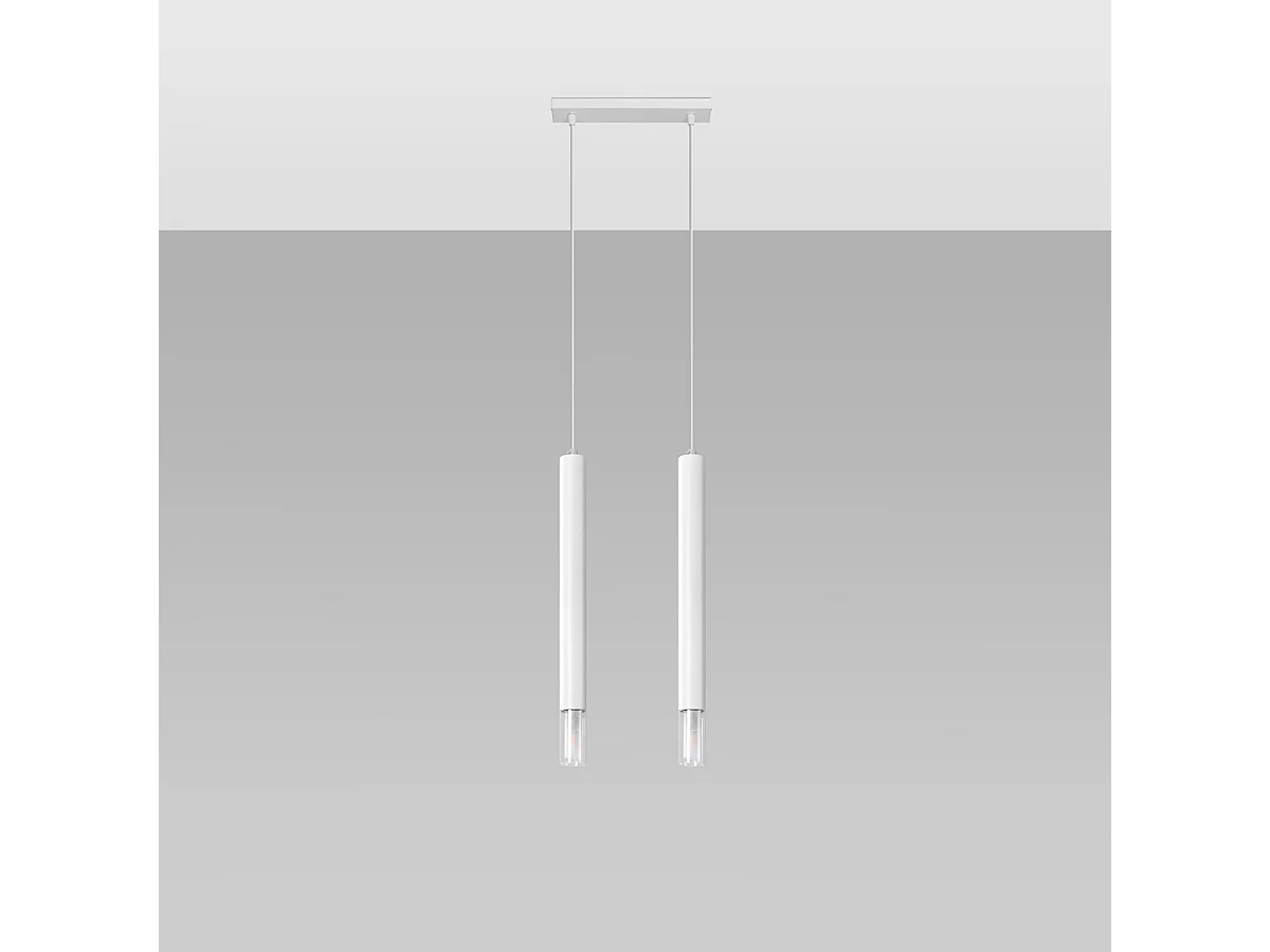 Lampy wiszące nowoczesny Eclim, stal/szkło - 2 źródło światła 4000K - L.30 x H.120 cm - biały