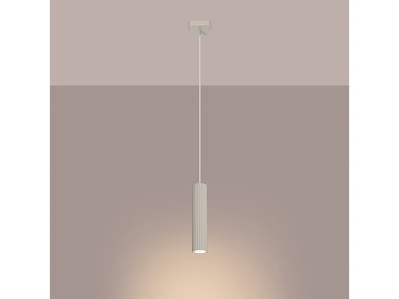Hanglamp Gloow minimalistisch van  - 1 lichtbronnen 3000K - L.8 x H.118 cm - beige