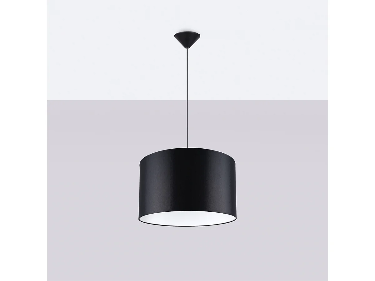 Lampes suspendues Gloxo minimaliste en tissu/PVC - 1 sources lumineuses 3000K - L.40 x H.88 cm - noir