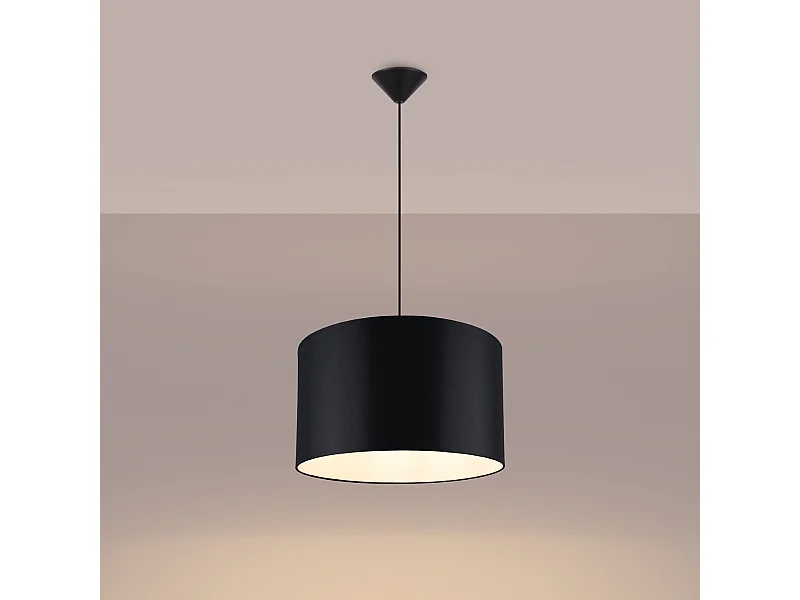 Lampes suspendues Gloxo minimaliste en tissu/PVC - 1 sources lumineuses 3000K - L.40 x H.88 cm - noir