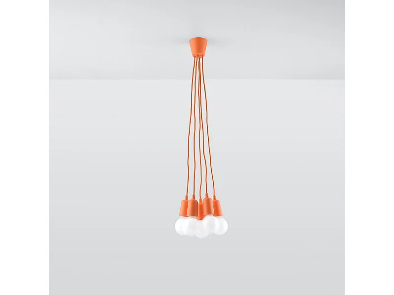 Hanglampen Astis modern van  - 5 lichtbronnen 4000K - L.25 x H.90 cm - oranje
