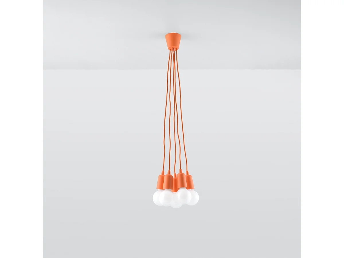 Hanglampen Astis modern van  - 5 lichtbronnen 4000K - L.25 x H.90 cm - oranje