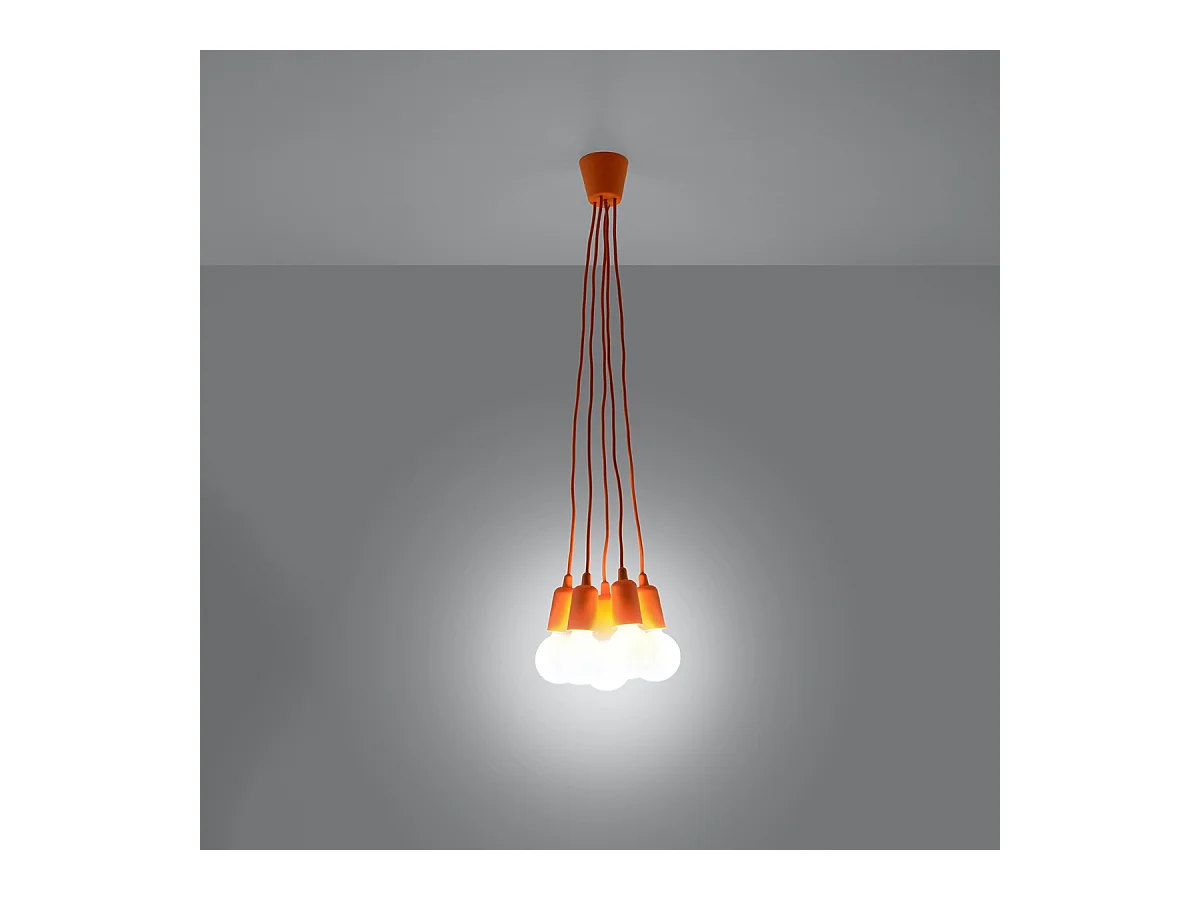 Hanglampen Astis modern van  - 5 lichtbronnen 4000K - L.25 x H.90 cm - oranje