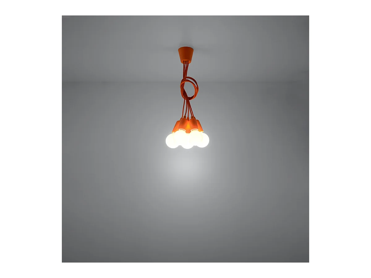 Hanglampen Astis modern van  - 5 lichtbronnen 4000K - L.25 x H.90 cm - oranje