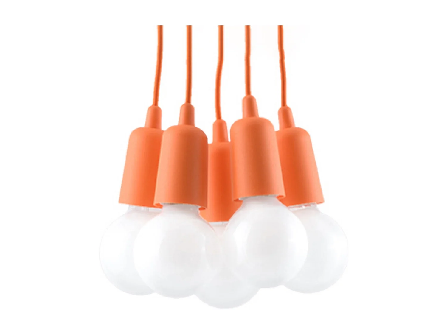 Lampes suspendues Astis moderne en PVC - 5 sources lumineuses 4000K - L.25 x H.90 cm - orange
