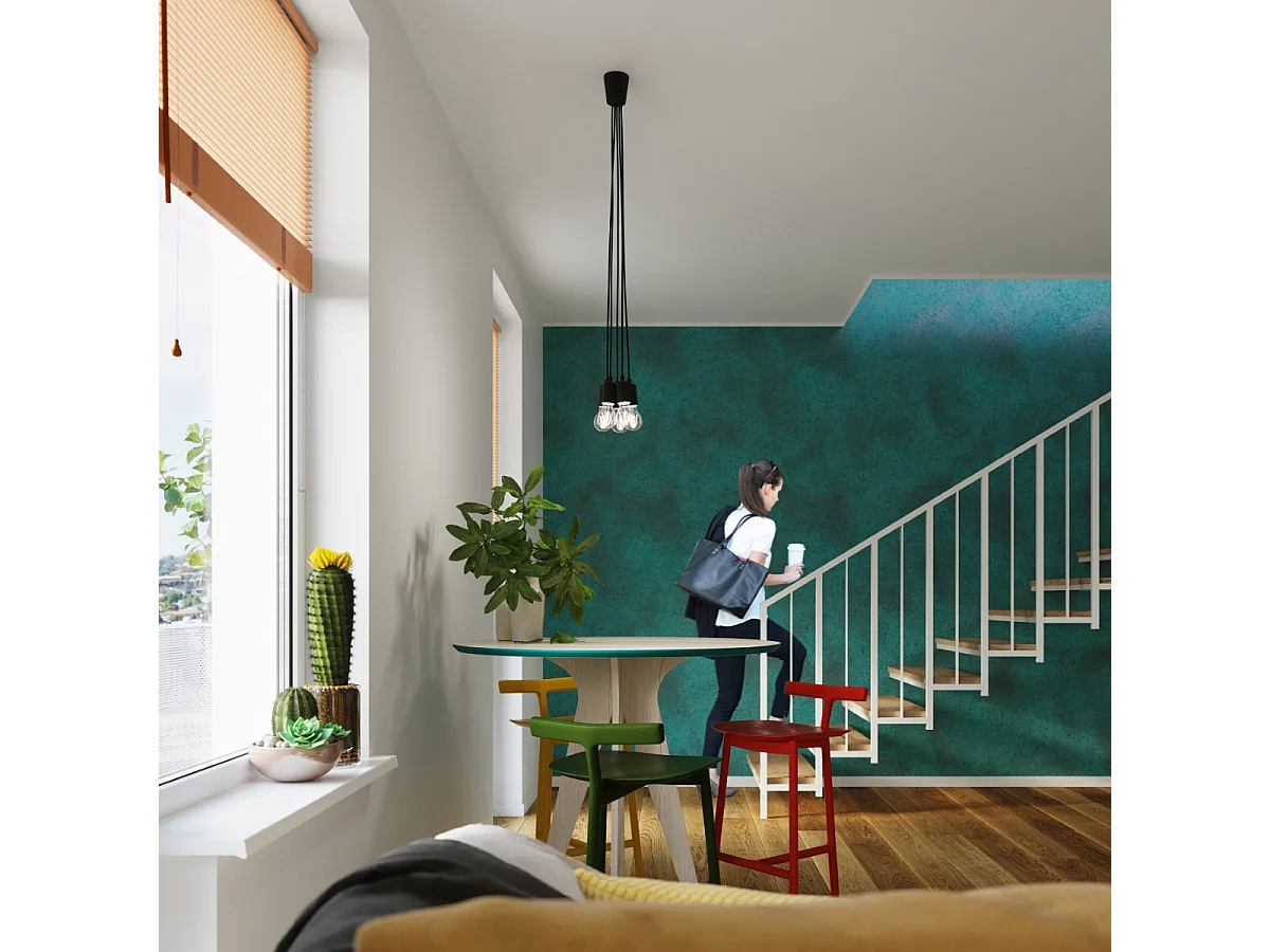 Lampes suspendues Astis moderne en PVC - 1 sources lumineuses 4000K - L.9 x H.90 cm - noir