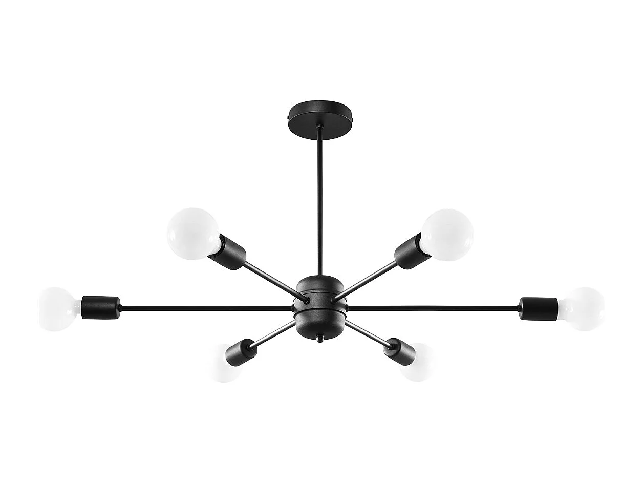 Lustres Lingoro moderne en acier - 6 sources lumineuses 4000K - L.86,5 x H.46 cm - noir