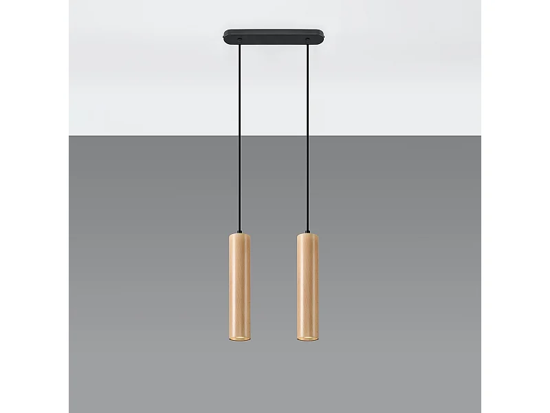Pendelleuchten Silno skandinavisch aus  Holz - 2 lichtquellen 4000K - L.30 x H. cm - Naturholz