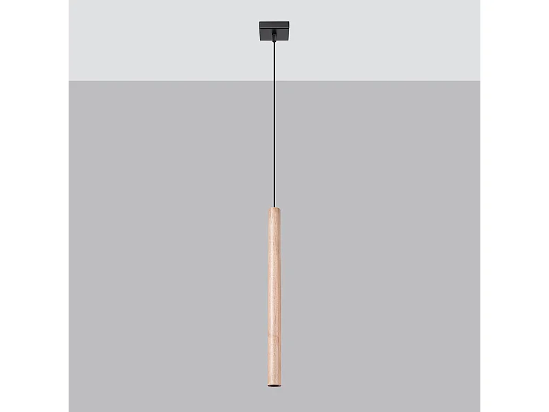 Lampes suspendues Brill moderne en acier/bois - 1 sources lumineuses 4000K - L.8 x H.120 cm - bois