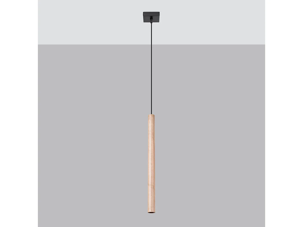 Lampy wiszące nowoczesny Brill, stal/drewno - 1 źródło światła 4000K - L.3.5 x H.120 cm - drewno