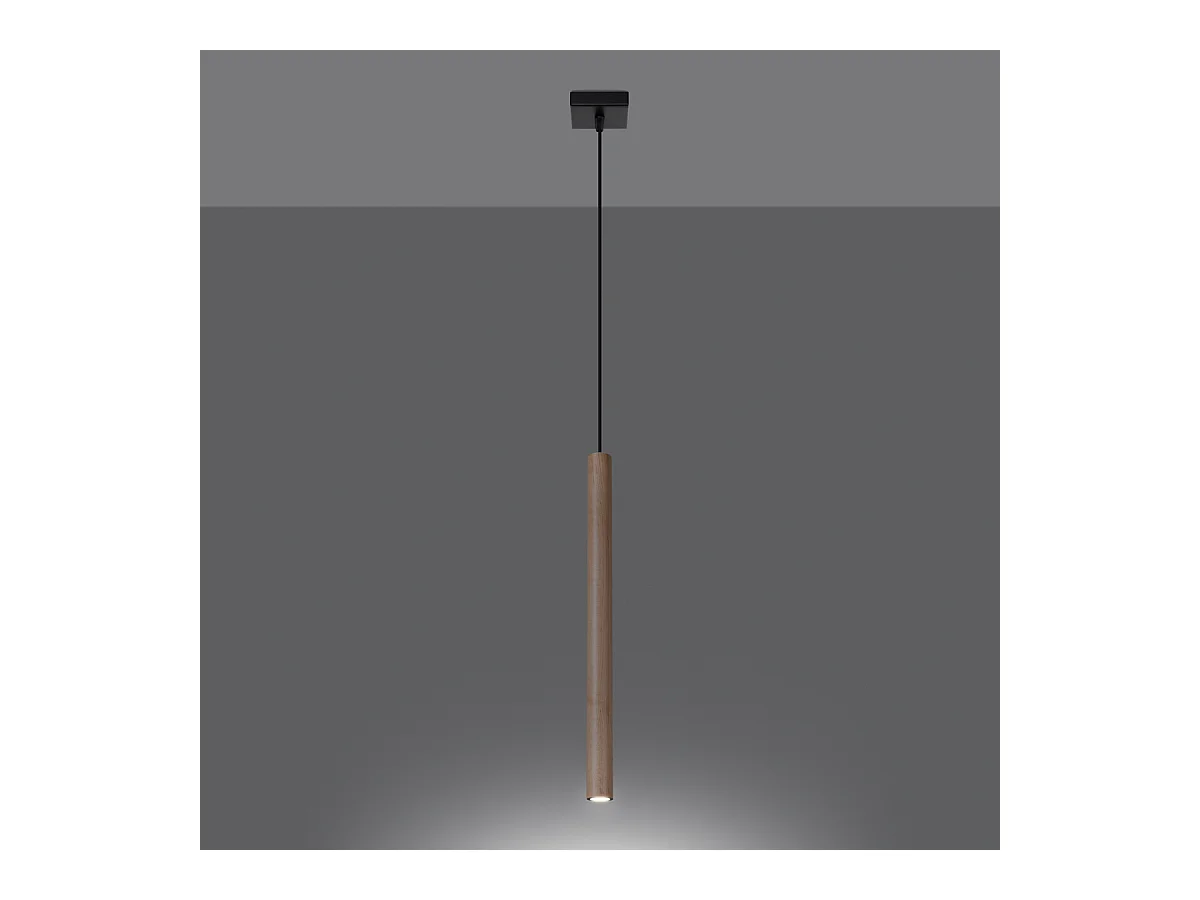 Lampy wiszące nowoczesny Brill, stal/drewno - 1 źródło światła 4000K - L.3.5 x H.120 cm - drewno