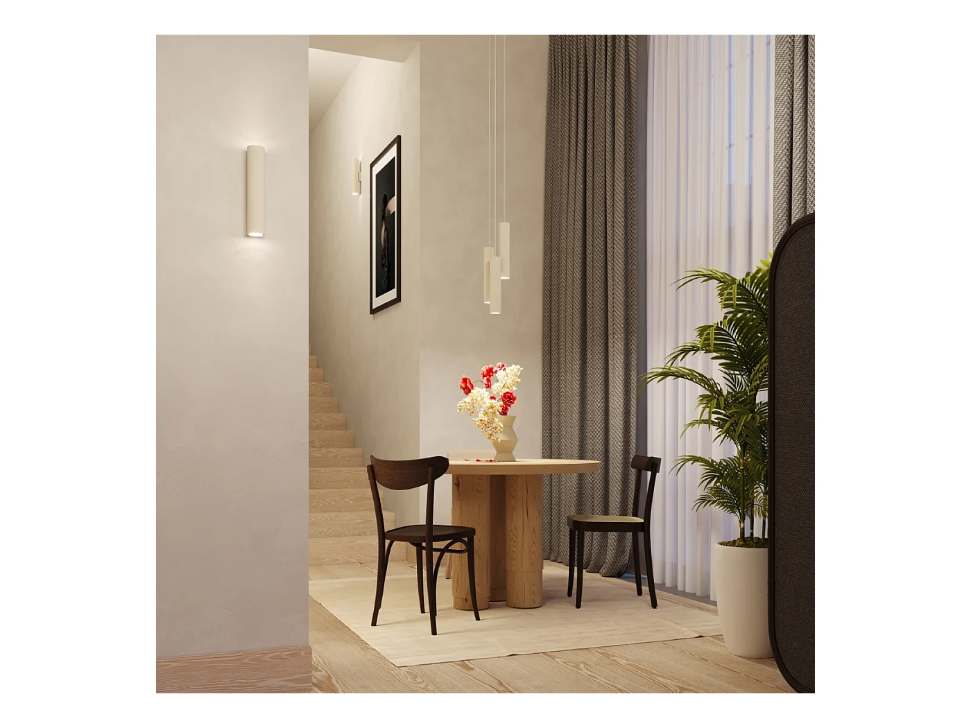 Lampa wisząca loft Toris, stal - 1 źródło światła 4000K - L.8 x H.118 cm - beżowy