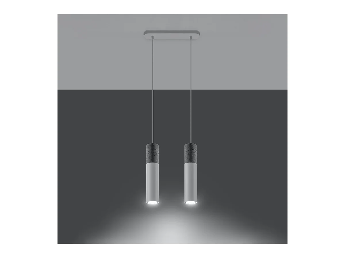 Hanglampen Lume modern van  - 2 lichtbronnen 4000K - L.30 x H.90 cm - wit/grijs