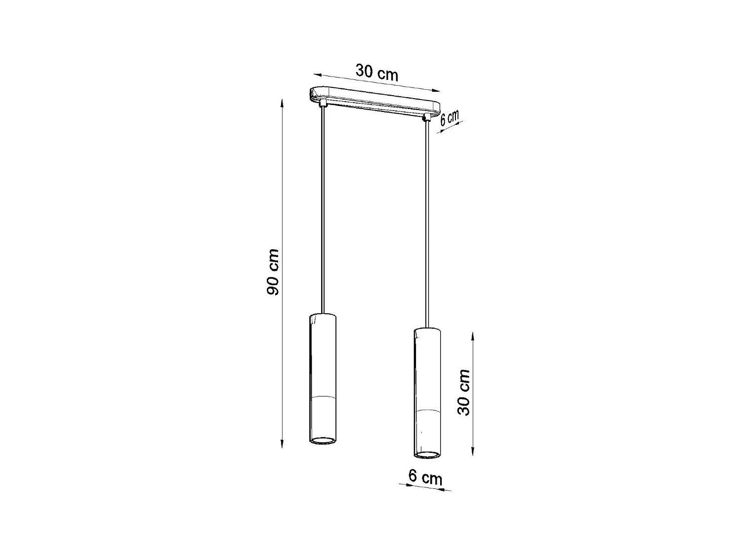 Hanglampen Lume modern van  - 2 lichtbronnen 4000K - L.30 x H.90 cm - wit/grijs