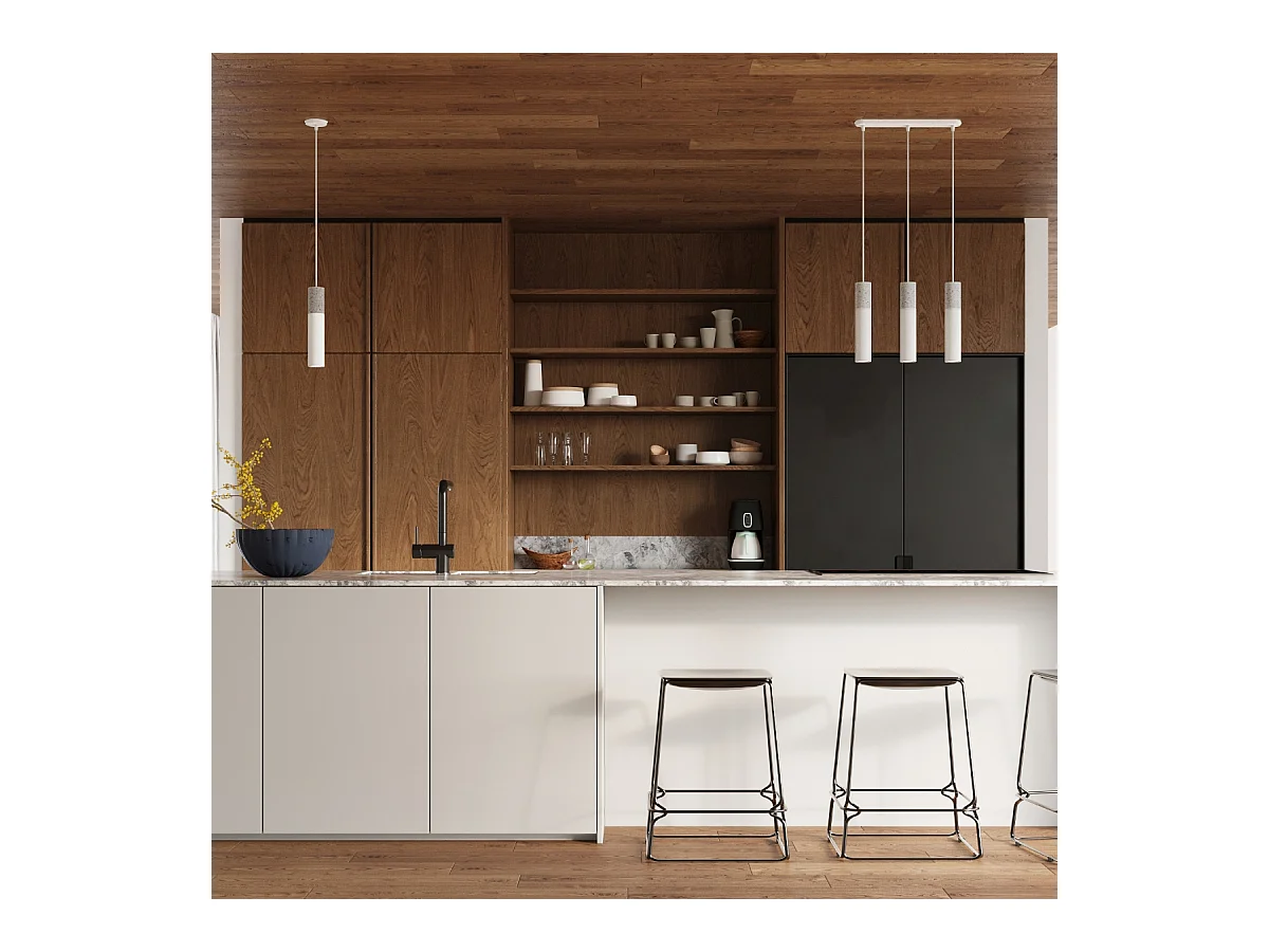 Hanglampen Lume modern van  - 2 lichtbronnen 4000K - L.30 x H.90 cm - wit/grijs