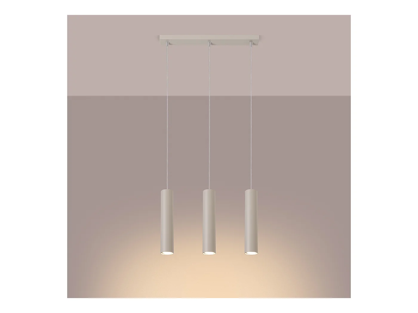 Lampa wisząca loft Toris, stal - 3 źródło światła 3000K - L.45 x H.98 cm - beżowy