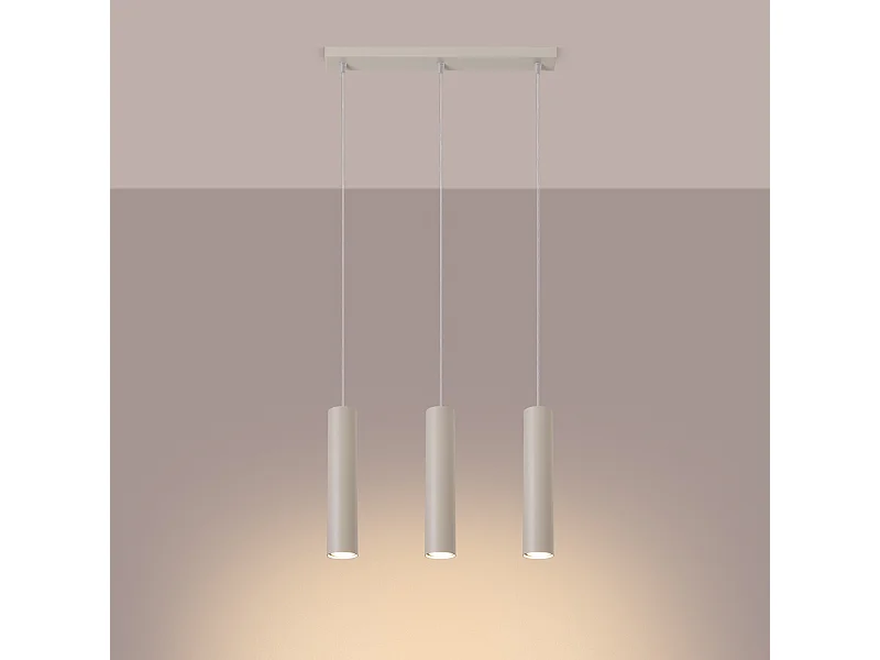Lampe à suspension Toris grenier en acier - 3 sources lumineuses 3000K - L.45 x H.98 cm - beige